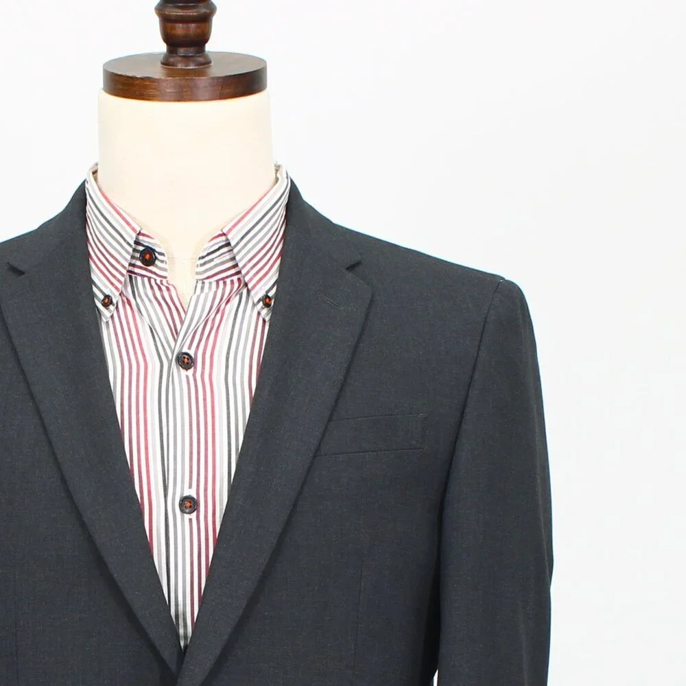 Egara 40L Gray Solid 2-Button Sport Coat Blazer Jacket P459